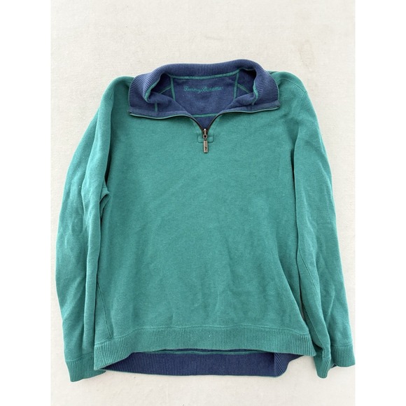 Reversible TOMMY BAHAMA Quarter Zip Pullover Sweater MEN'S XL X-LARGE Blue Green - Picture 1 of 4